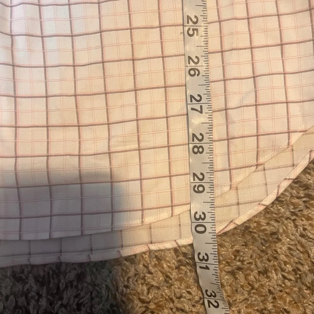 Banana Republic Non Iron Classic‎ Fit Men's Dress Shirt White Pink Grid Check M
